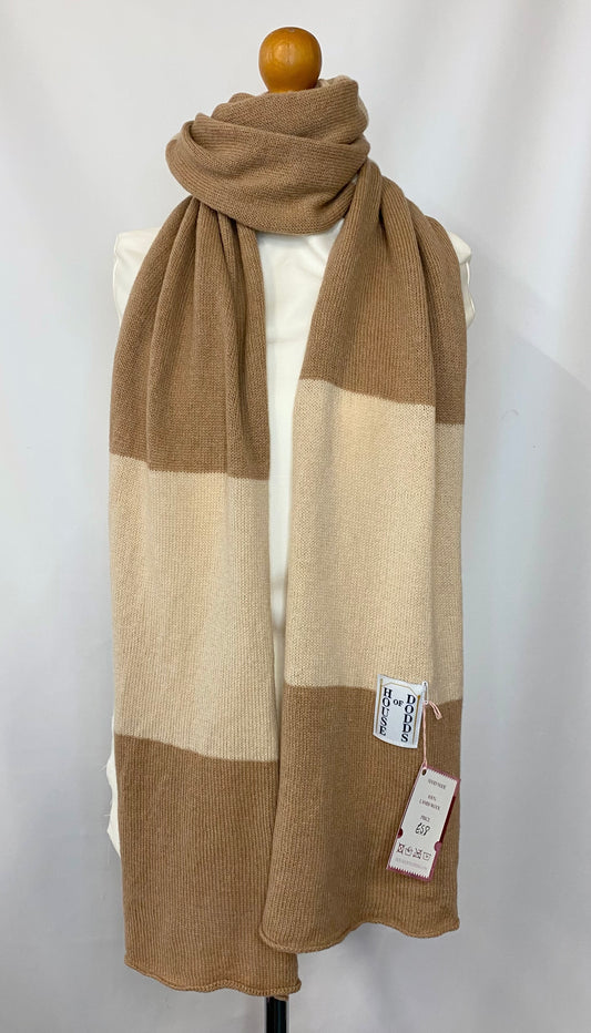 Blocked Beige and Cream Scarf 100% Lambswool