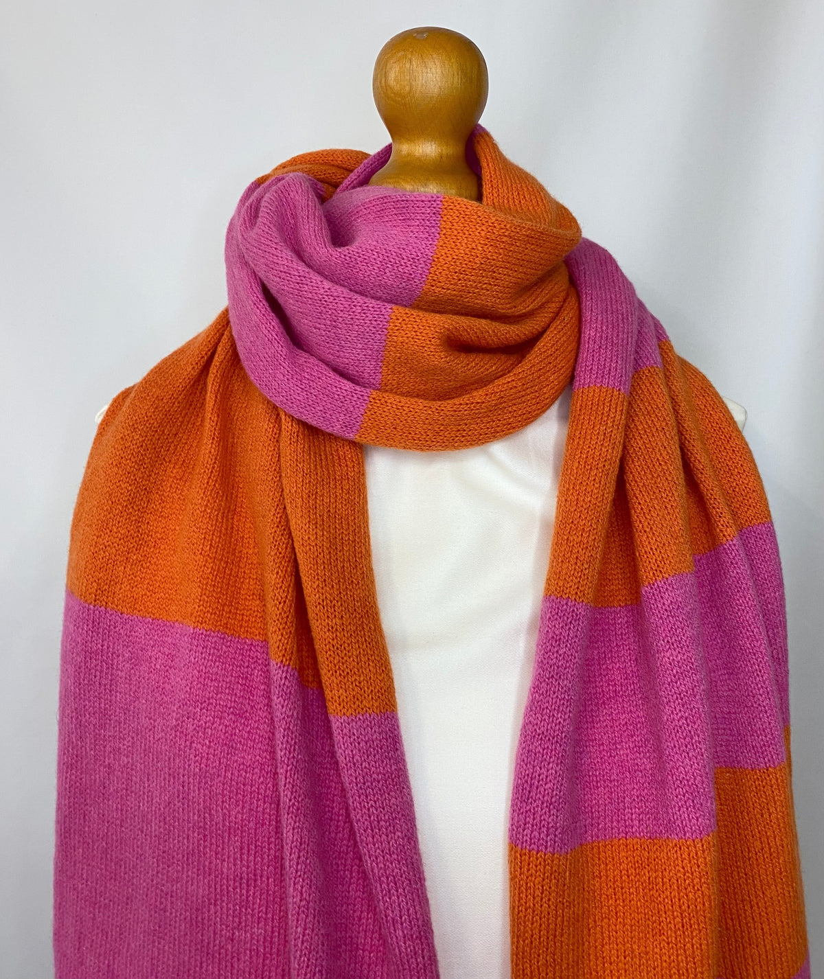 Increasing Stripes Orange and Pink Scarf 100% Lambswool