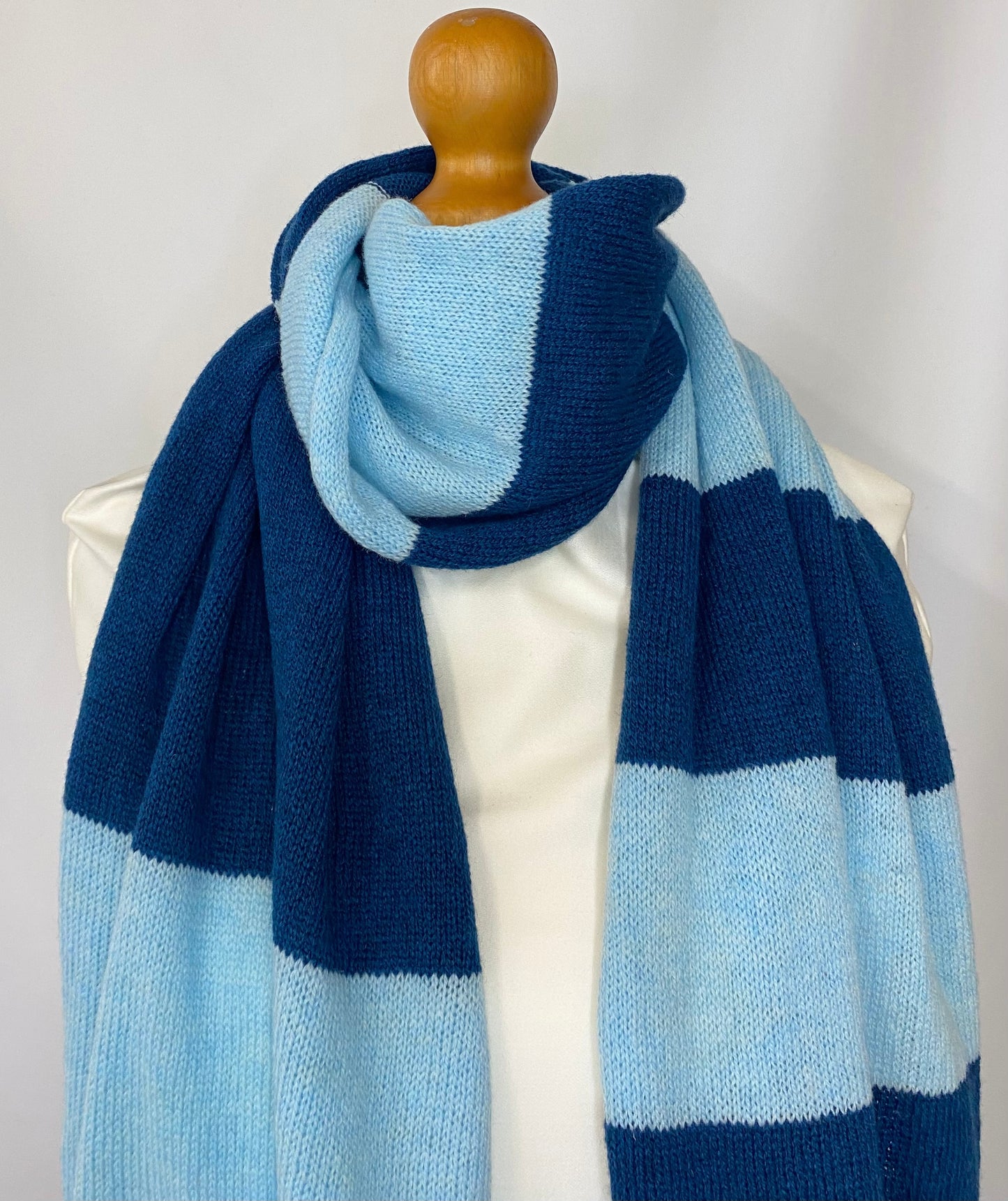 Increasing Stripes Blue Scarf 100% Lambswool