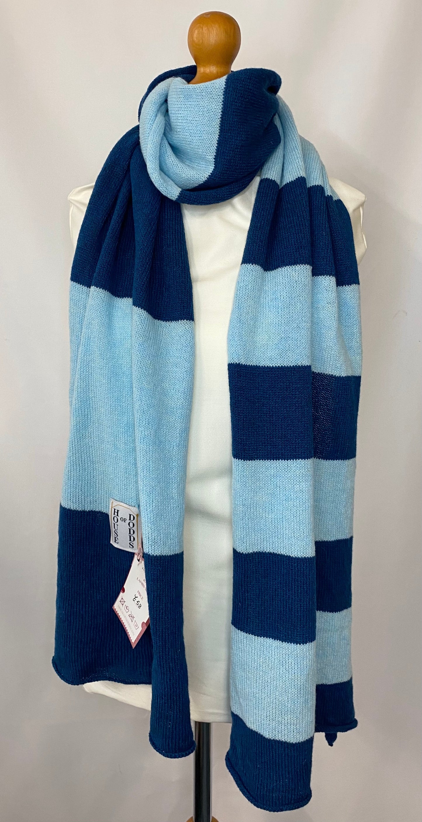 Increasing Stripes Blue Scarf 100% Lambswool