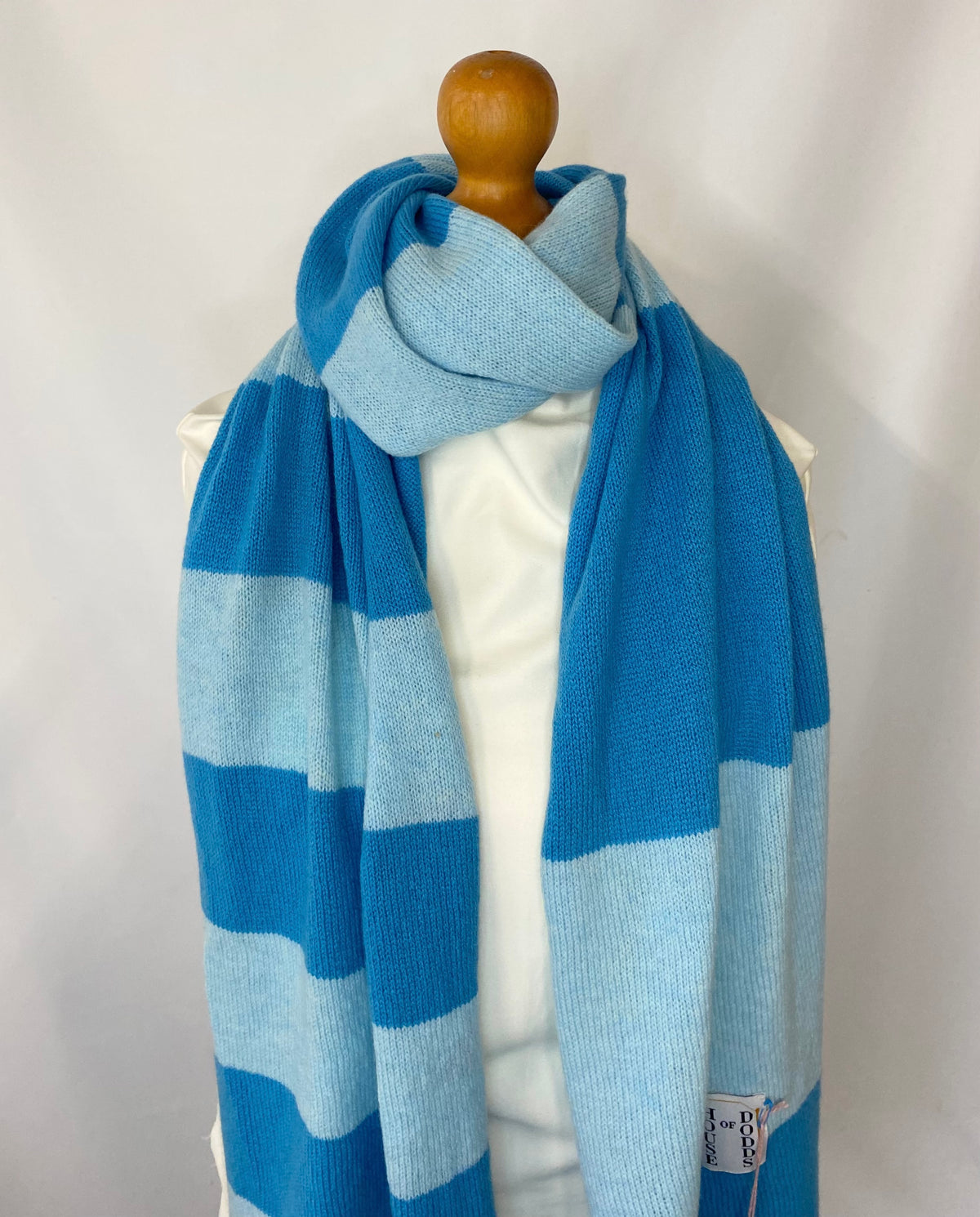 Increasing Stripes Blue on Blue Scarf 100% Lambswool