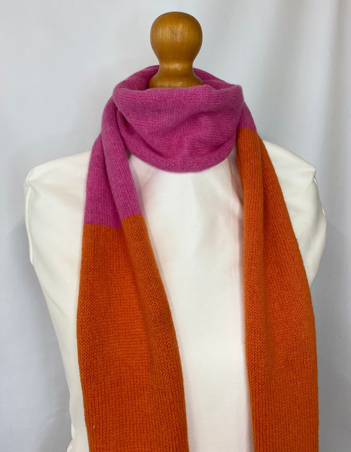 Pink and Orange Block Scarf 100% Lambswool