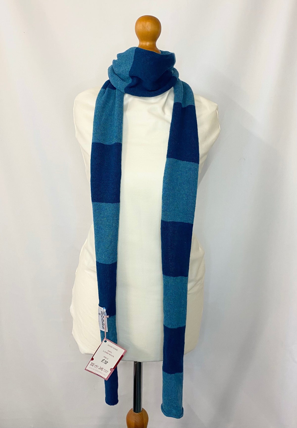 Striped Dark Blue and Blue Scarf 100% Lambswool