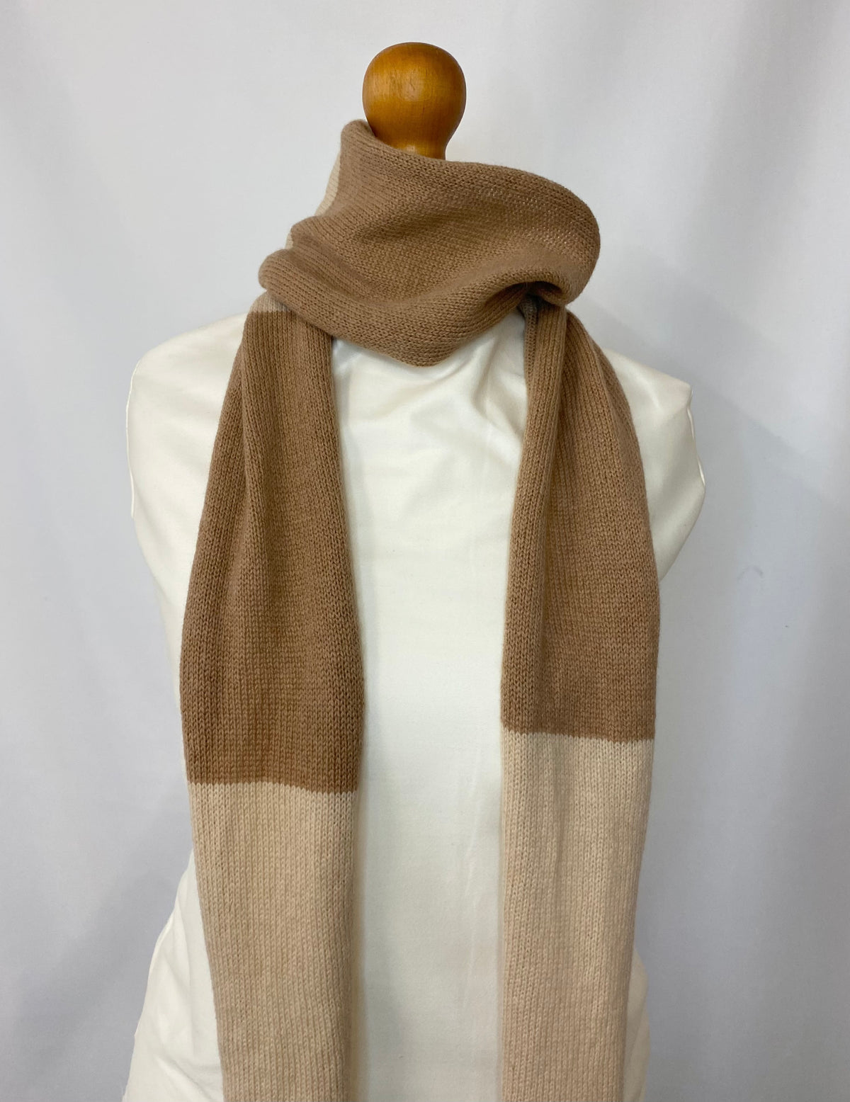Block Striped Beige Scarf 100% Lambswool
