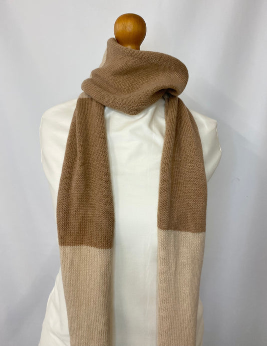 Block Striped Beige Scarf 100% Lambswool