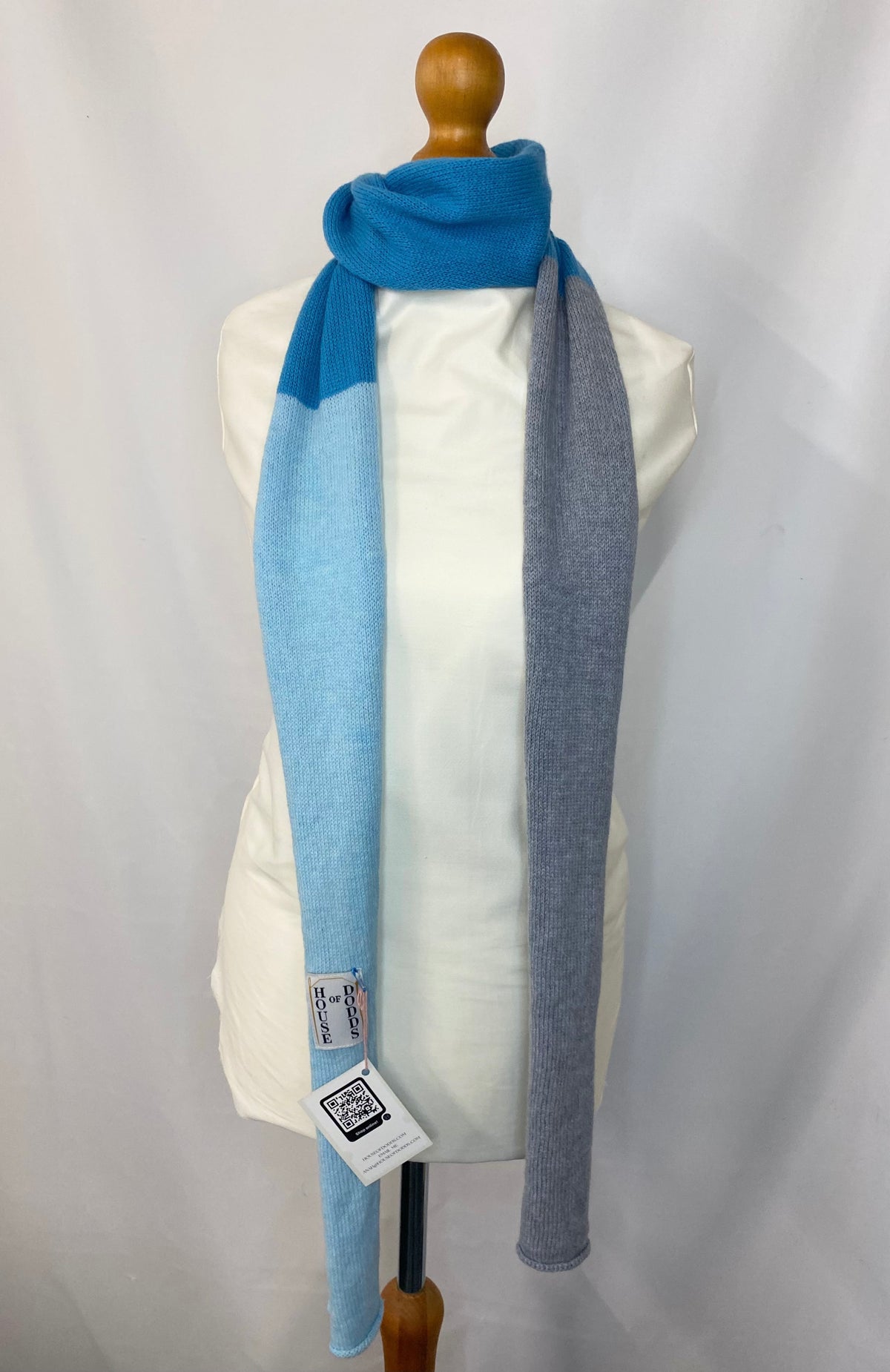 Baby Blue, Sky Blue, Slate Grey Block Scarf 100% Lambswool