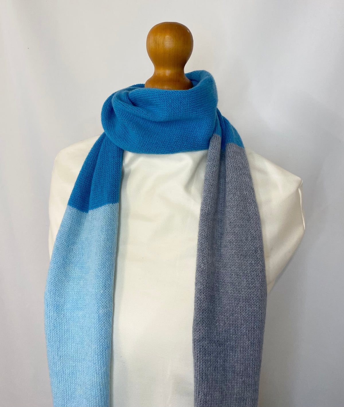 Baby Blue, Sky Blue, Slate Grey Block Scarf 100% Lambswool