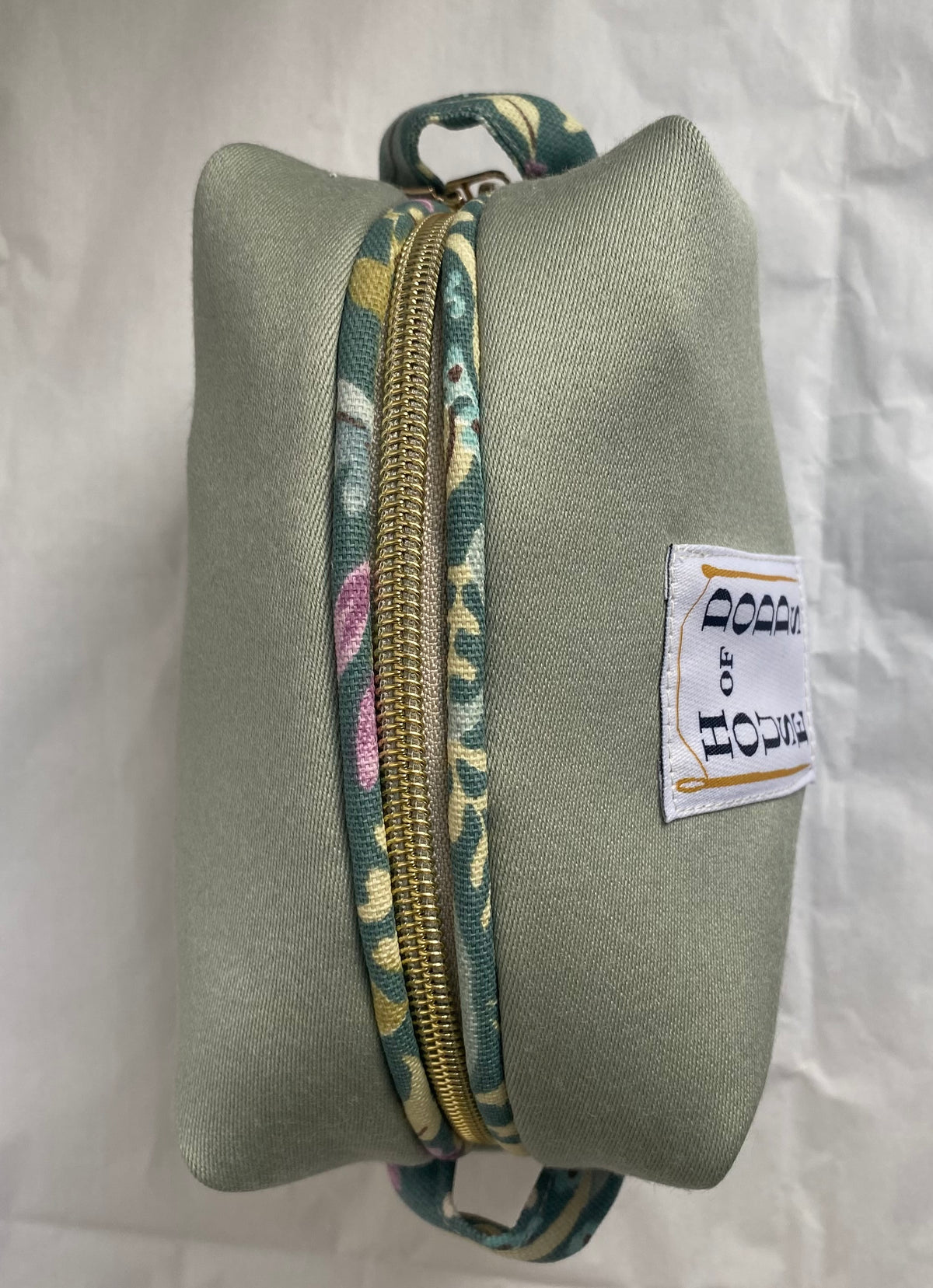 Green with floral piping Mini pouch