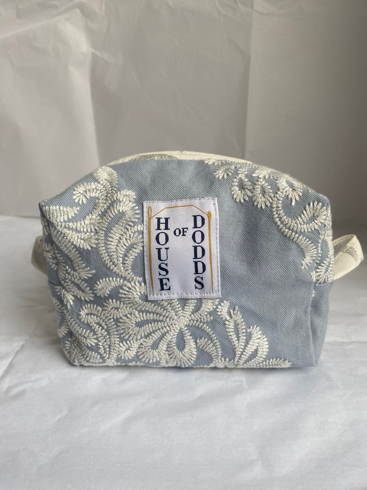 Blue with white embroidery Mini pouch