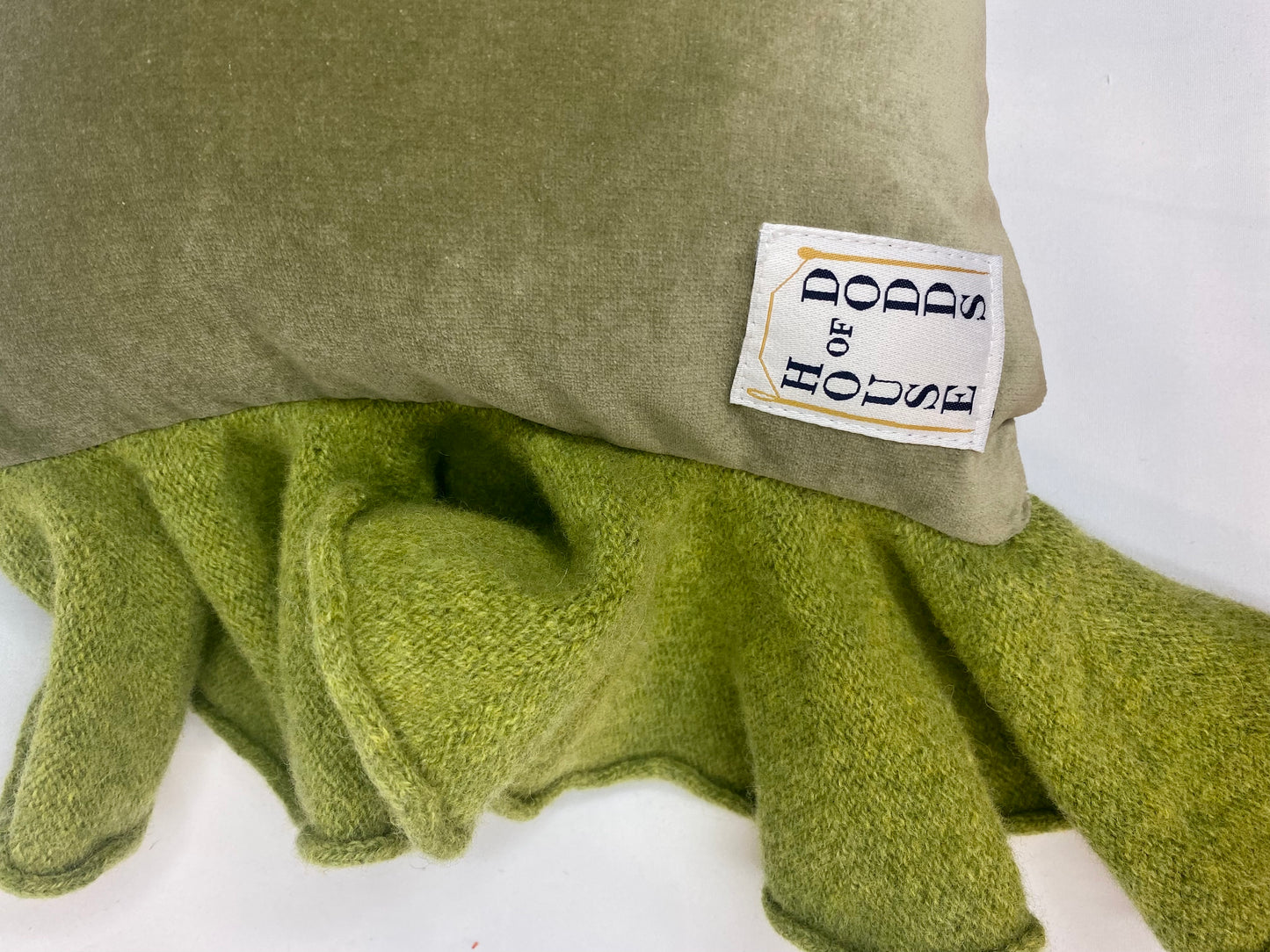 Sleepy Frill Velvet Cushion- Fern Green