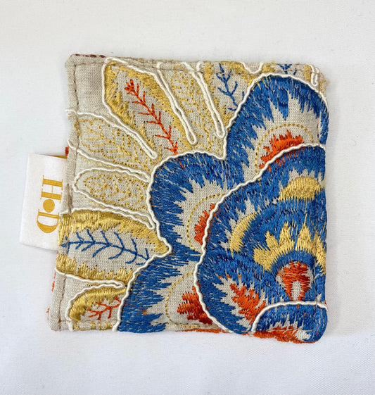 Orange Velvet and Embroidered  - Card Holder