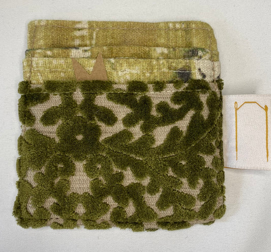 Green Velvet and Embroidered  - Card Holder