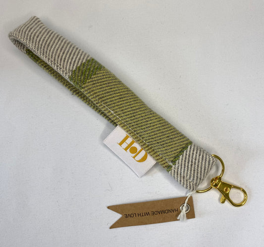 Green Check Wool with Gold Clasp -Key Holder