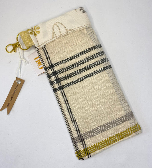 Yellow and Cream Tartan Glasses Case