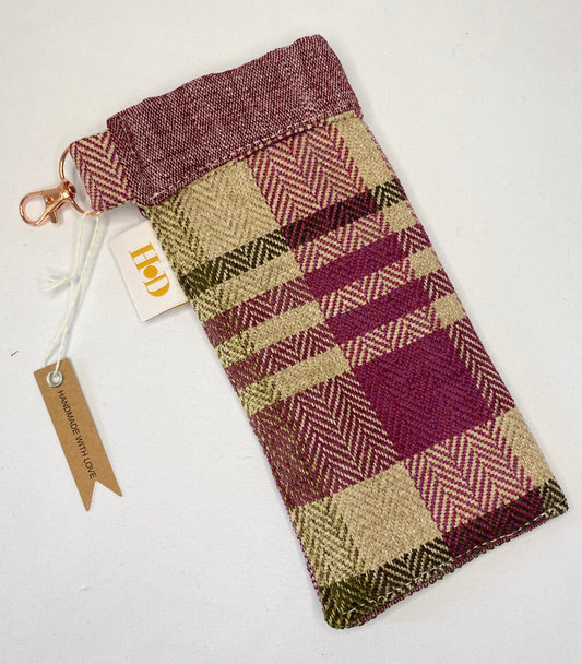Purple Tartan Glasses Case