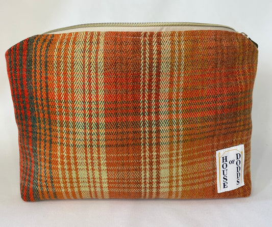 Orange Tartan Cosmetic bag