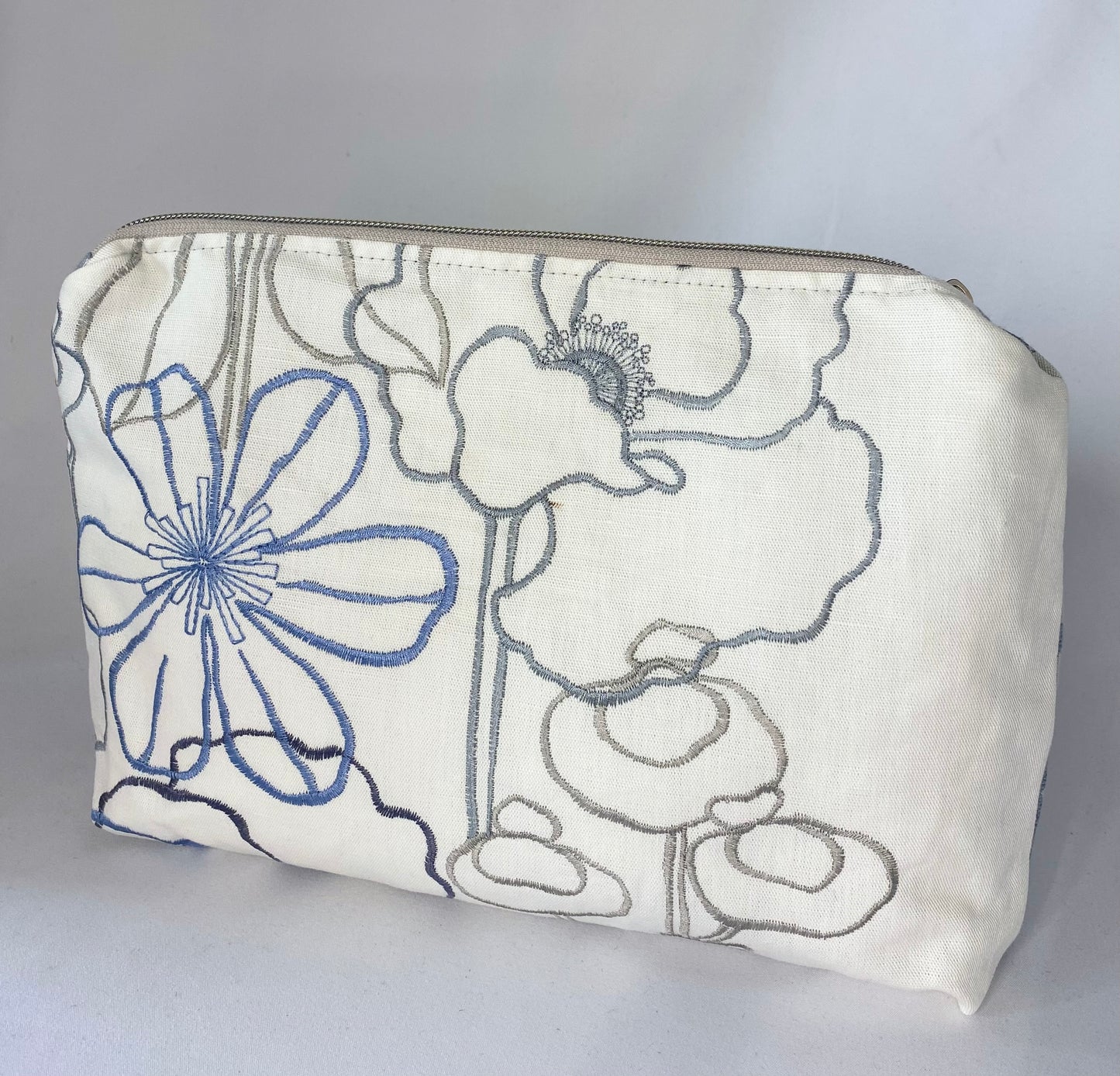 Blue and sliver silk Cosmetic bag