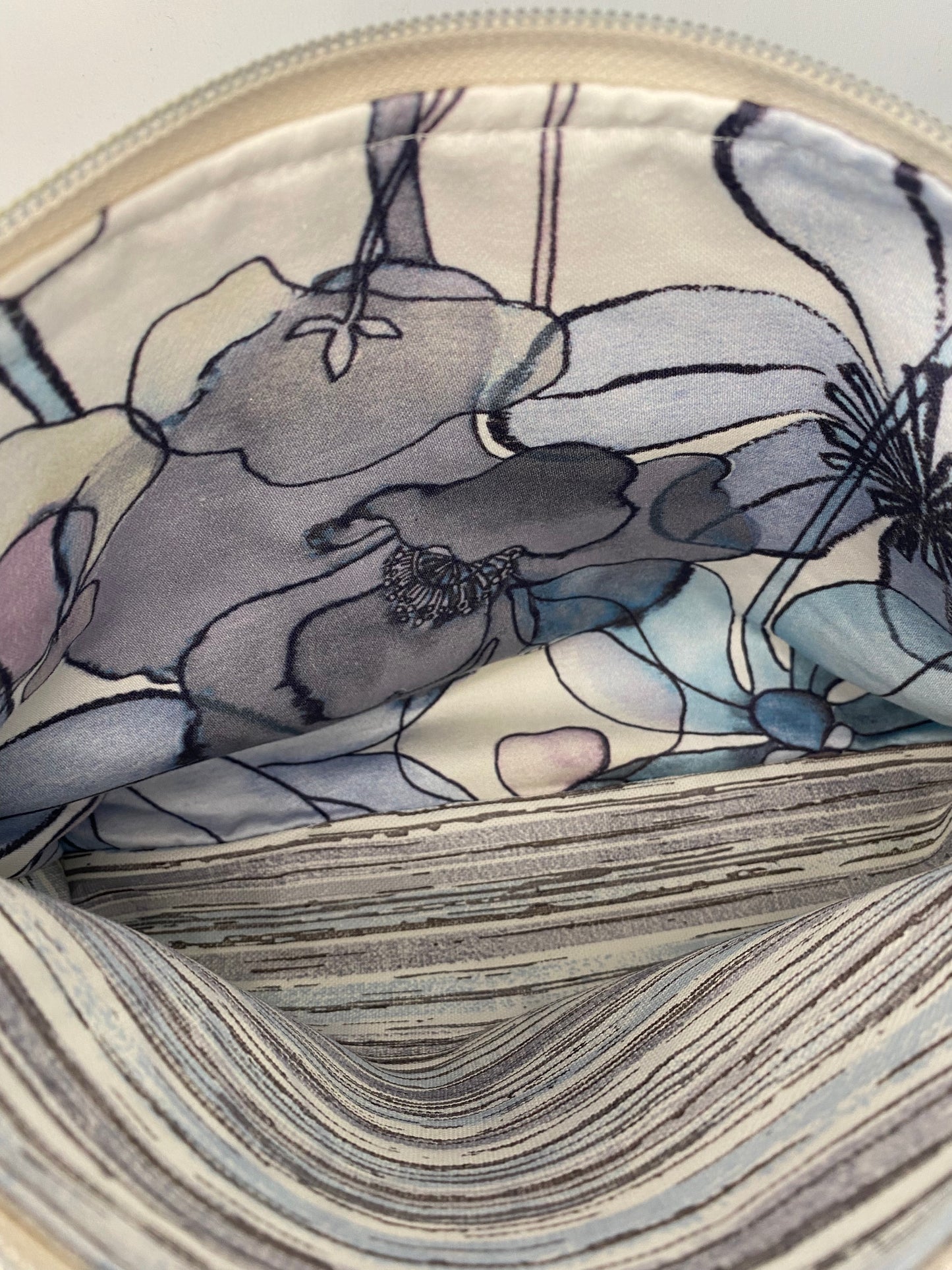 Blue and sliver silk Cosmetic bag