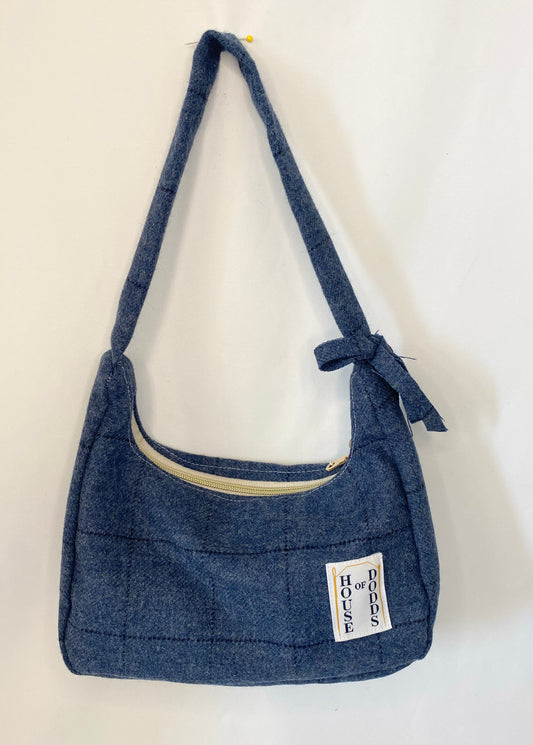 100% Wool in Blue Check Hand bag