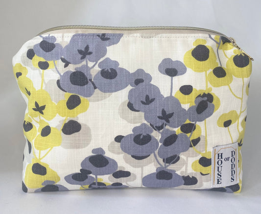 Purple and Yellow poppy Cosmetic bag