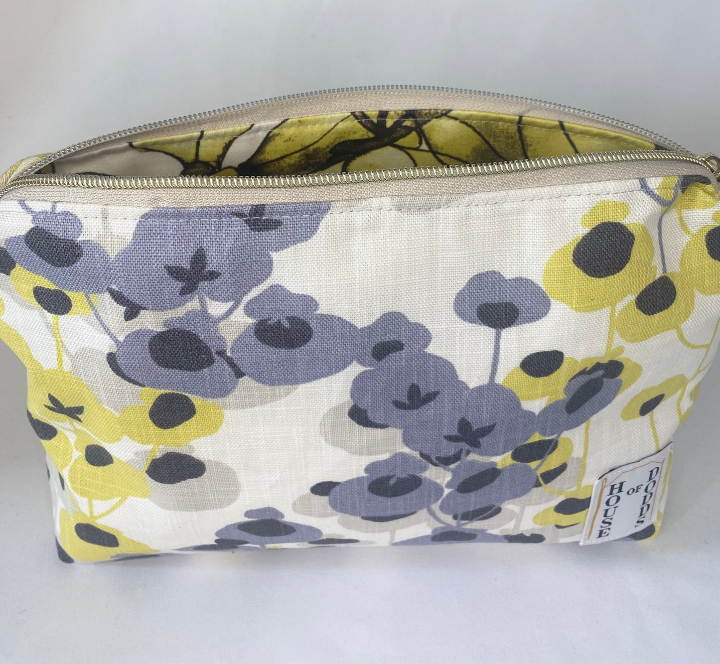 Purple and Yellow poppy Cosmetic bag