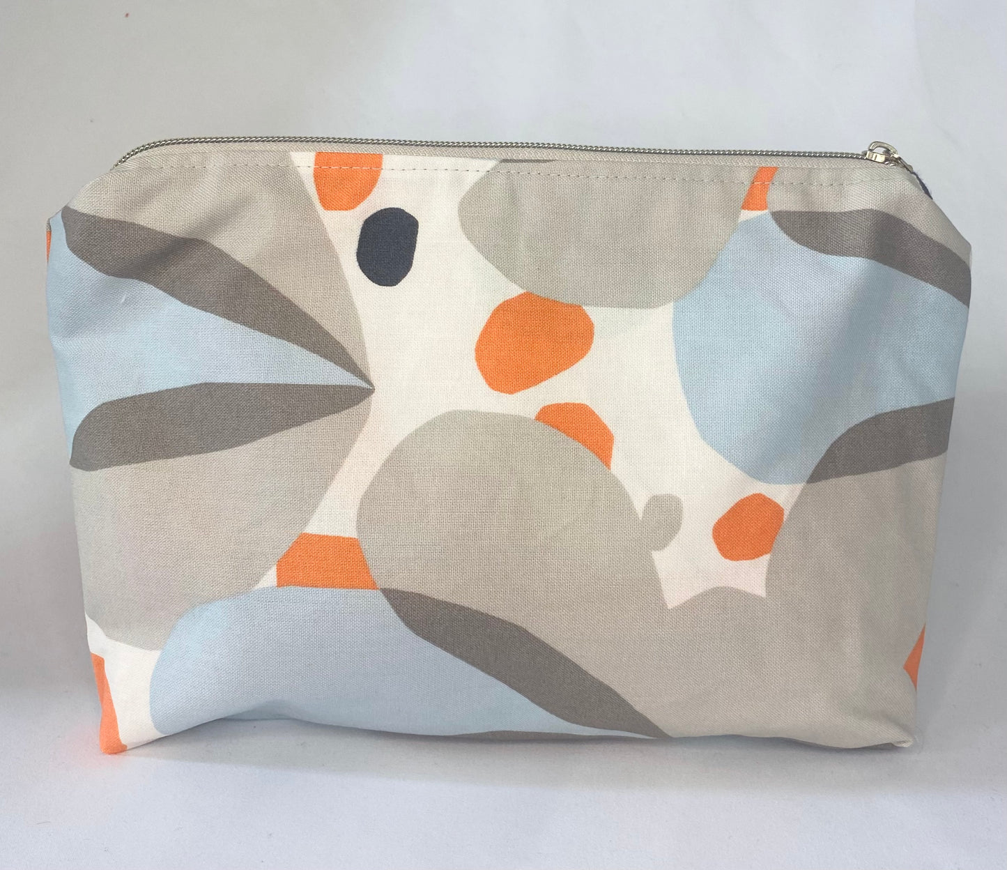 Orange Geometric with flora patten Cosmetic bag