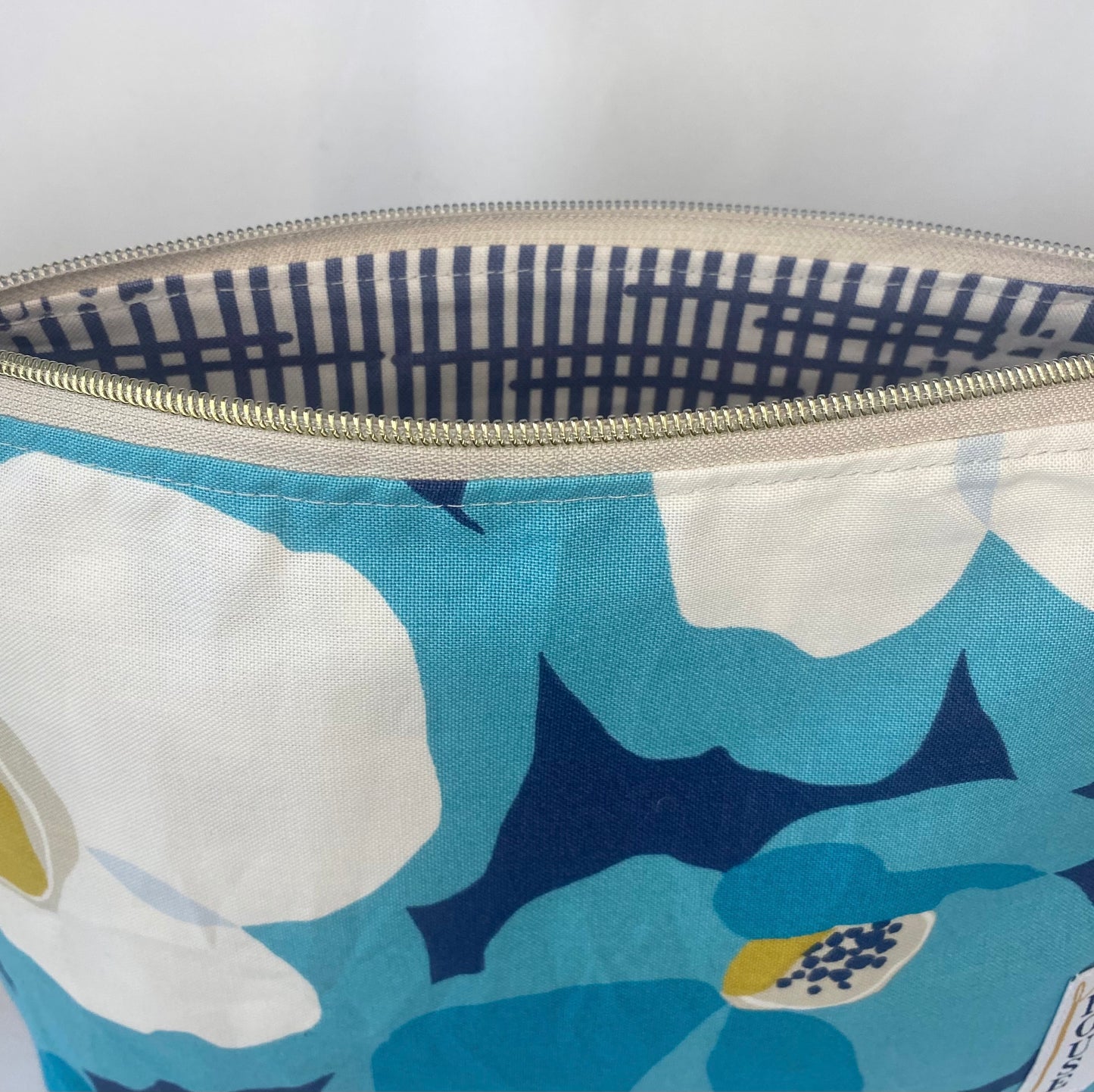 Blue floral and Geometric Cosmetic bag