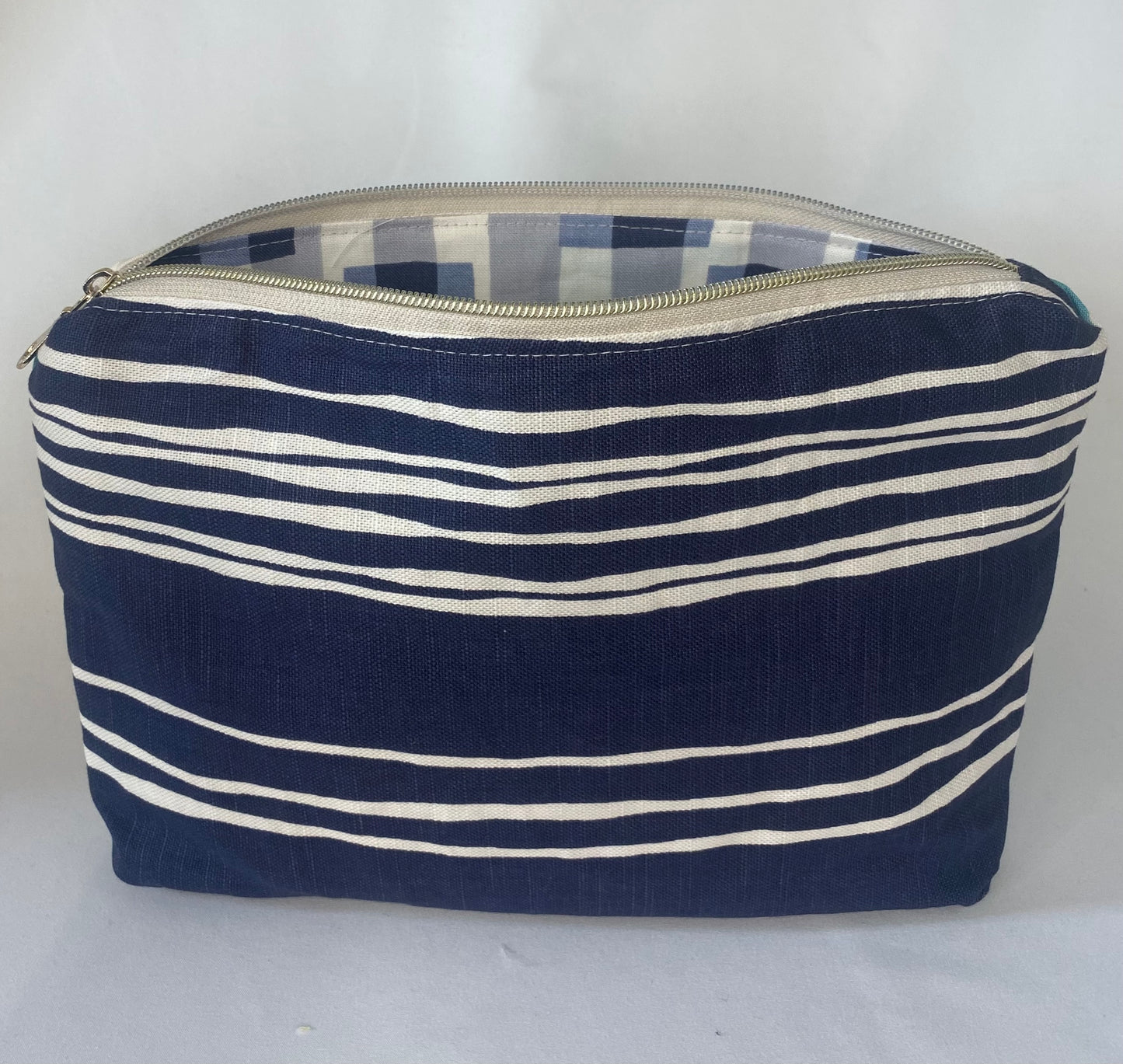 Blue floral and Geometric Cosmetic bag