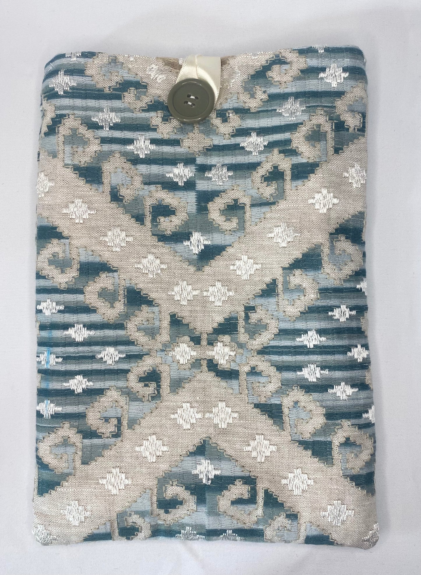 Blue and Silver Embroidered Book Bag