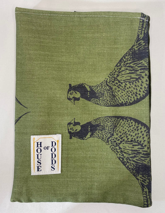 Pheasant and Green velvet Book Bag