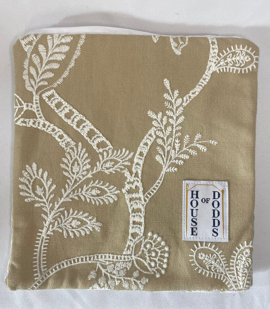 Camel Velvet and embroidered Travel Pouch