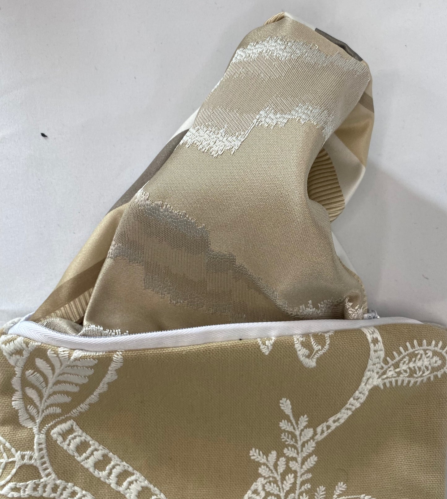 Camel Velvet and embroidered Travel Pouch