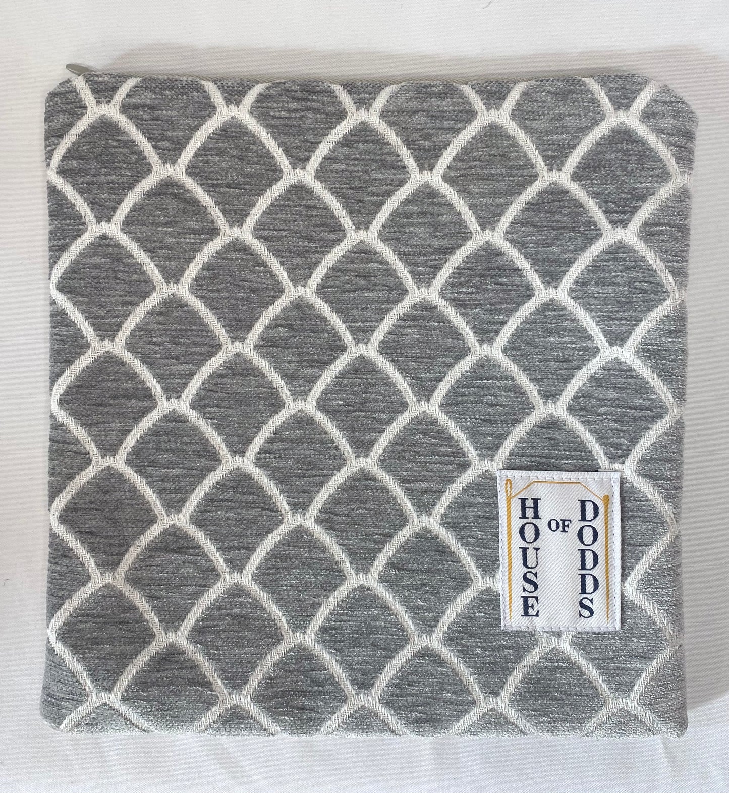 Grey Velvet and embroidered Travel Pouch