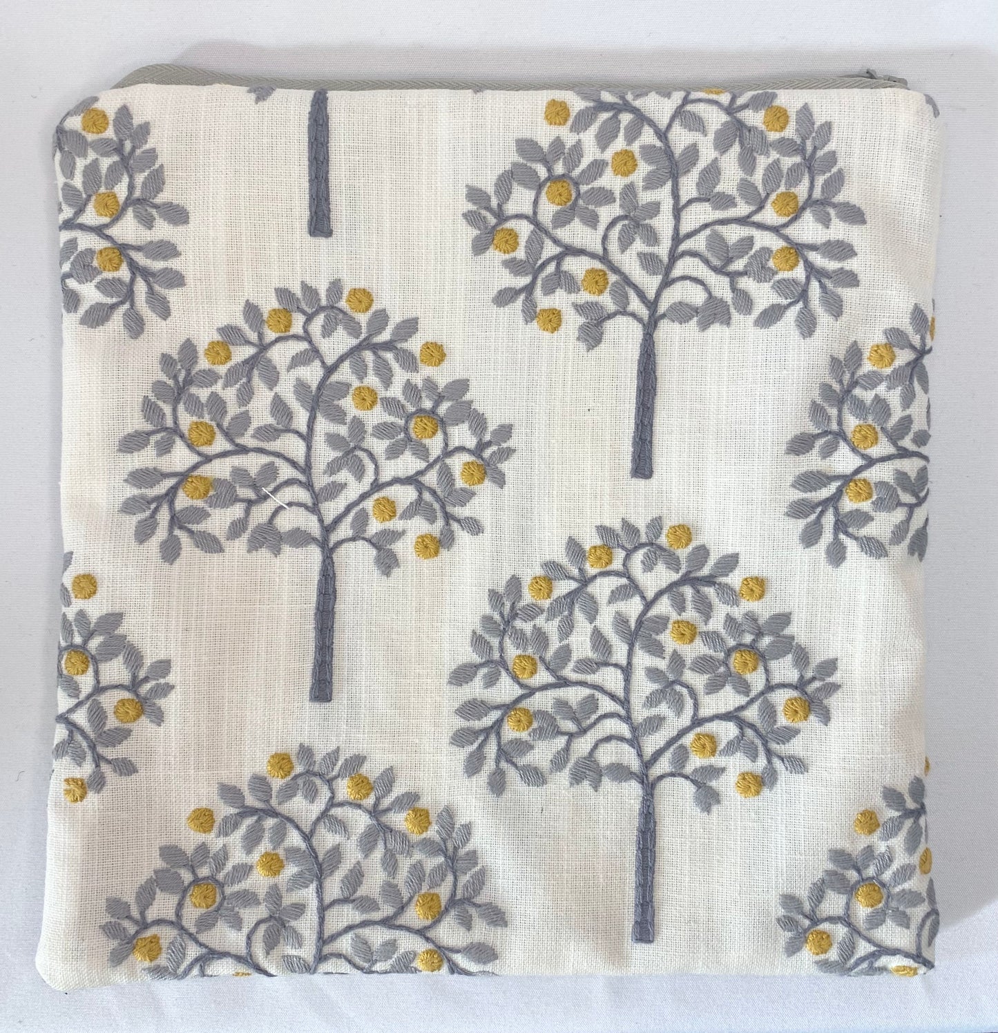 Grey Velvet and embroidered Travel Pouch