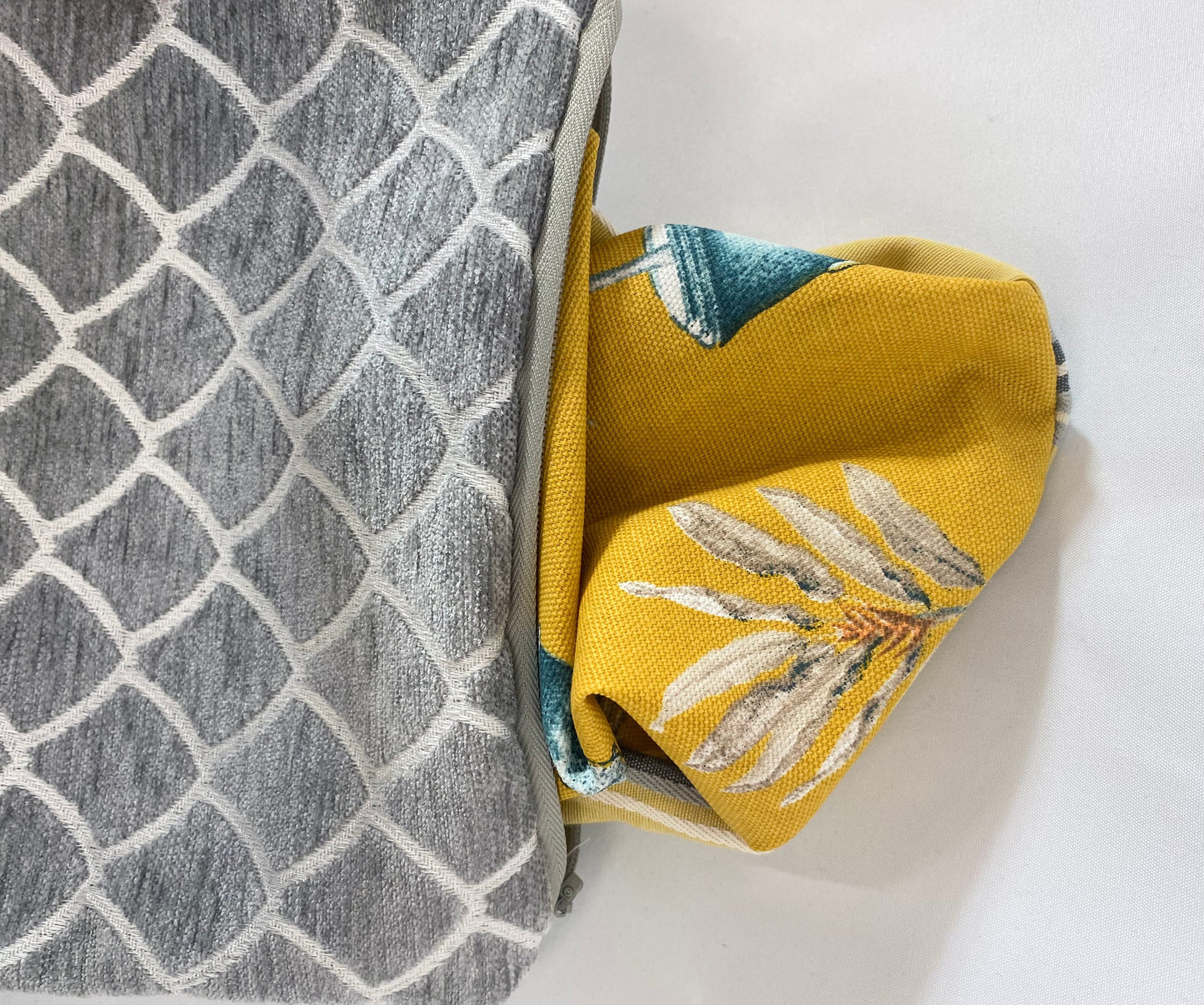 Grey Velvet and embroidered Travel Pouch