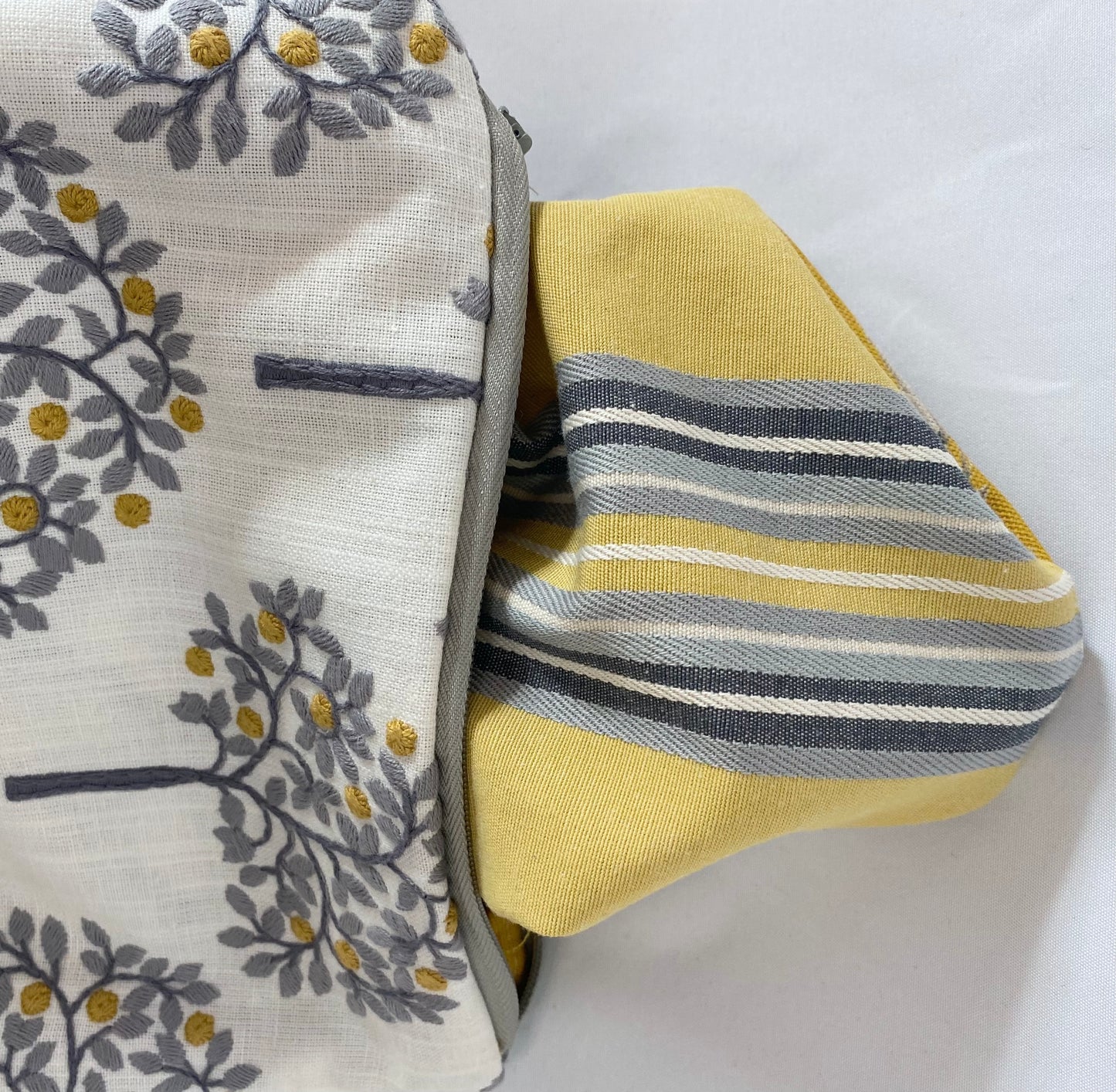 Grey Velvet and embroidered Travel Pouch