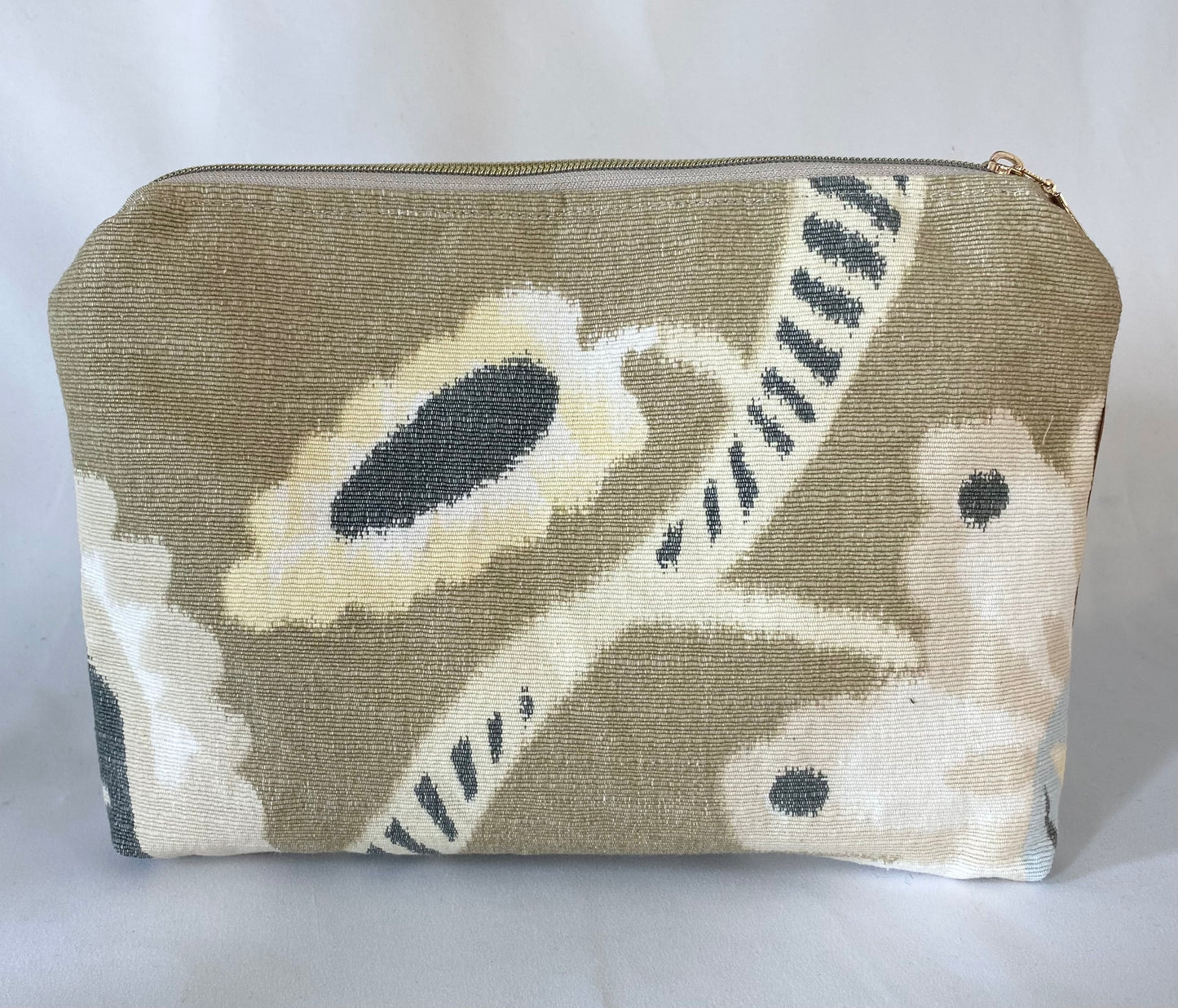Brown Floral Cosmetic bag with water resistant lining