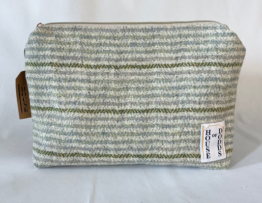 Teal wool Cosmetic bag with water resistant lining