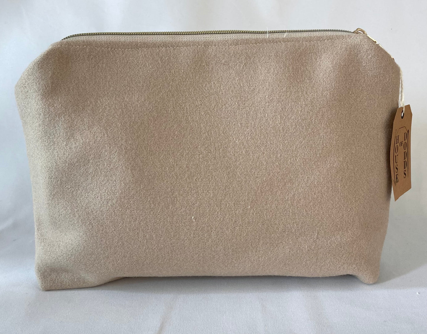 Brown Floral with wool Cosmetic bag with water resistant lining