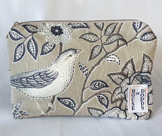 Brown Bird Cosmetic bag with water resistant lining