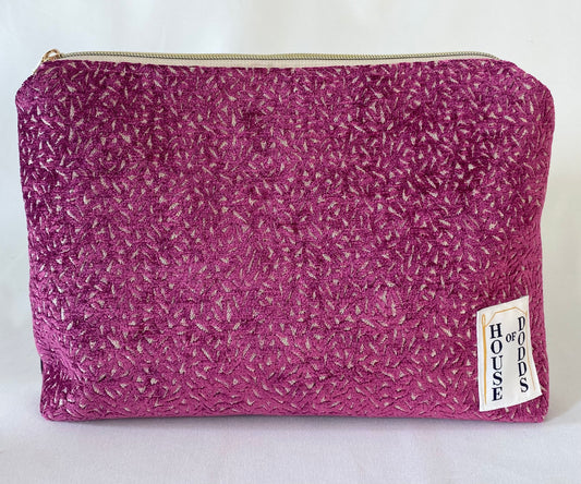 Pink Velvet Cosmetic bag with water resistant lining