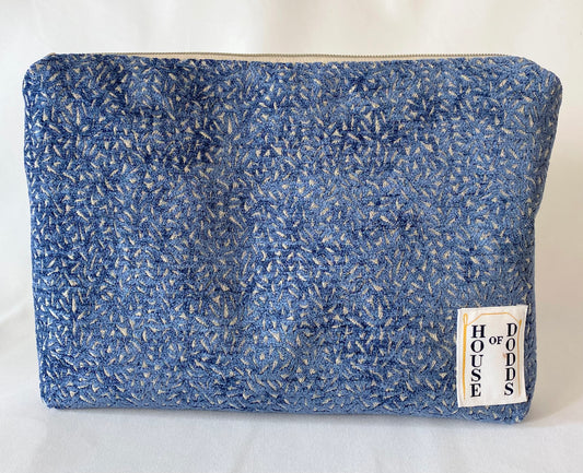 Blue Velvet Cosmetic bag with water resistant lining