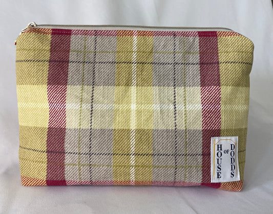 Cherry Red Tartan Cosmetic bag with water resistant lining