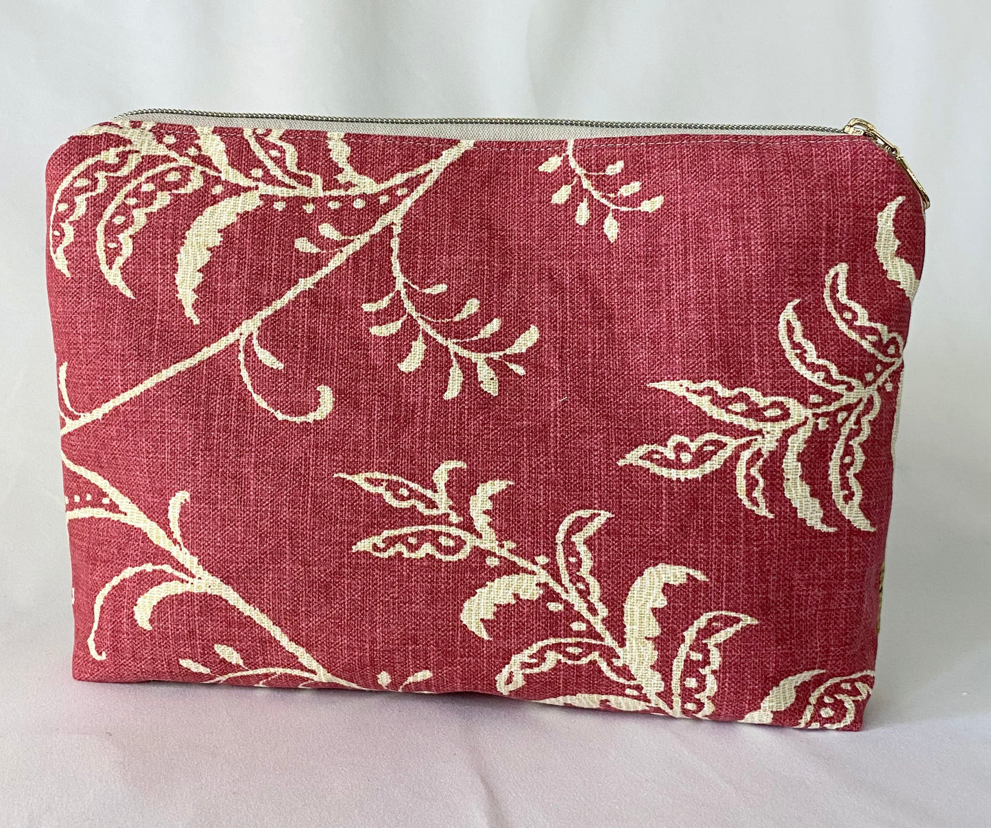 Cherry Red Tartan Cosmetic bag with water resistant lining