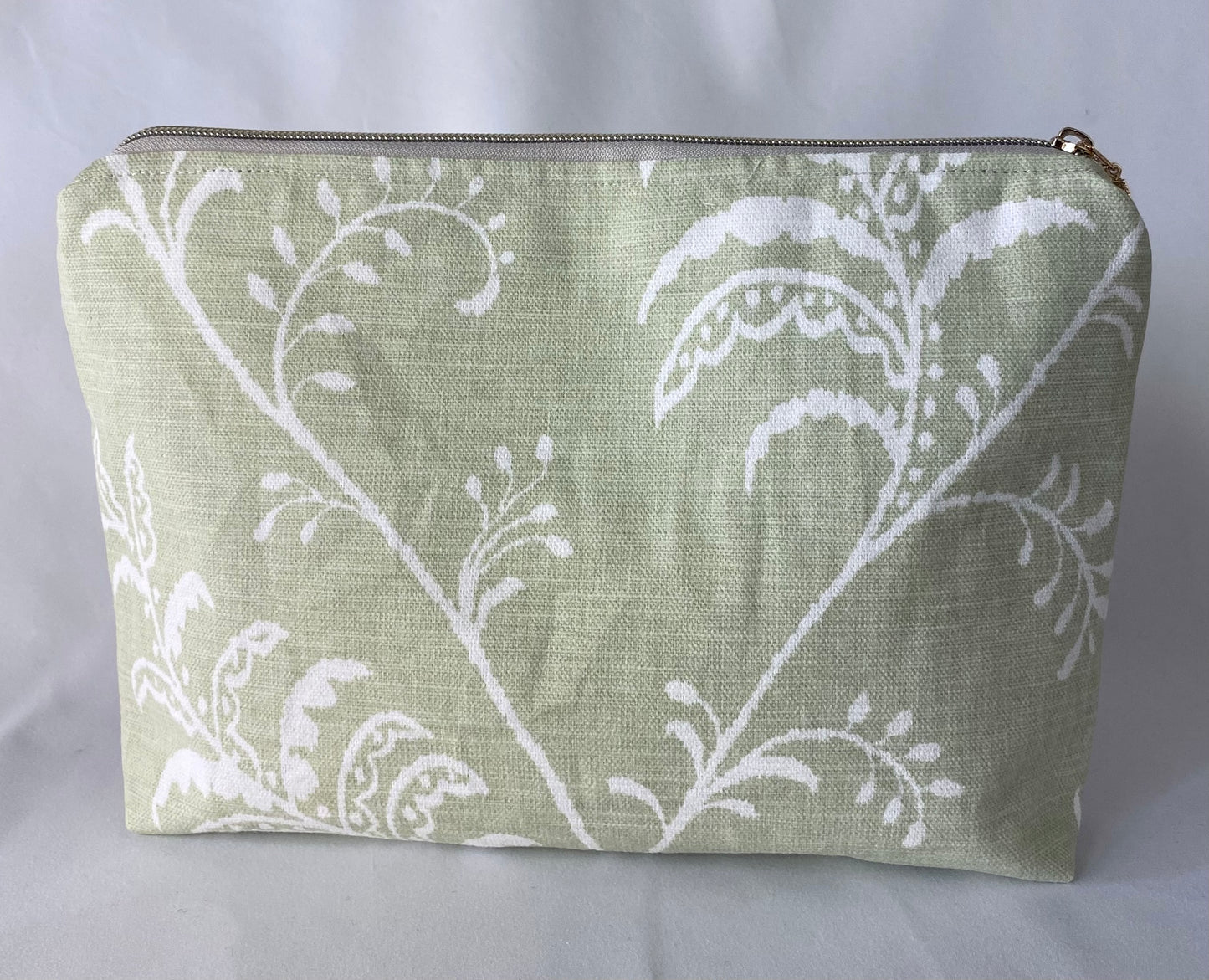 Sage Green Tartan Cosmetic bag with water resistant lining