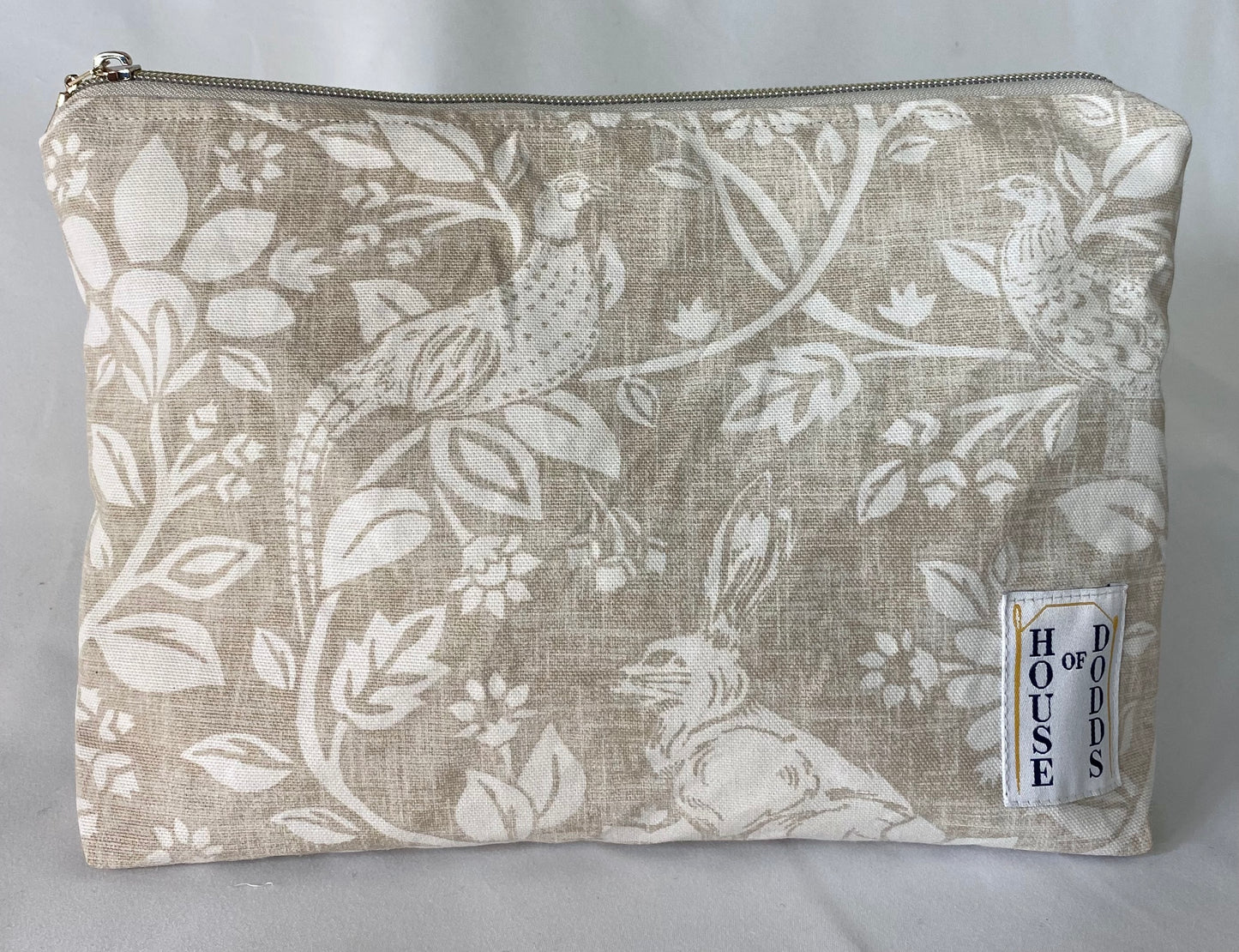 Cream Tartan Cosmetic bag with water resistant lining