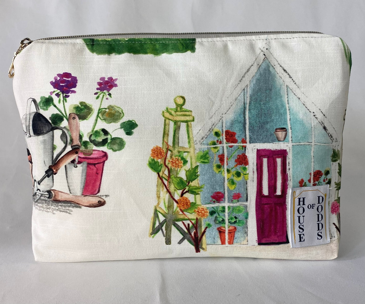 Printed Green House Cosmetic bag with water resistant lining