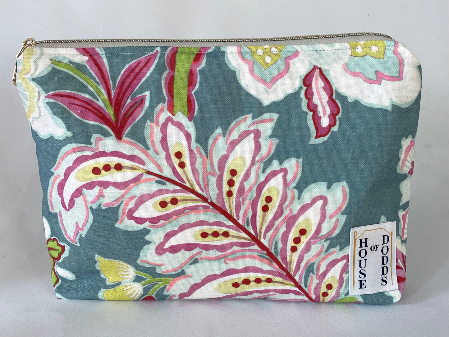 Turquoise leaf Cosmetic bag with water resistant lining