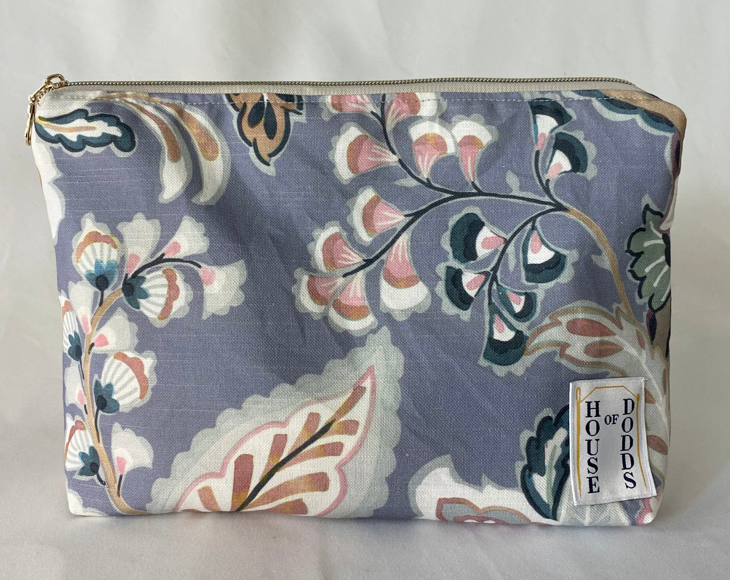 Soft Winter Florals Cosmetic bag with water resistant lining