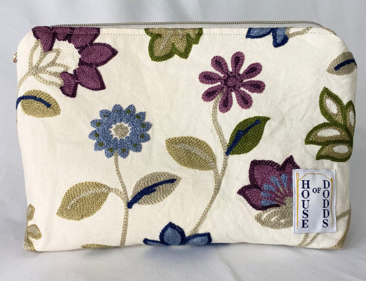 Summer Embroidery Cosmetic bag with water resistant lining